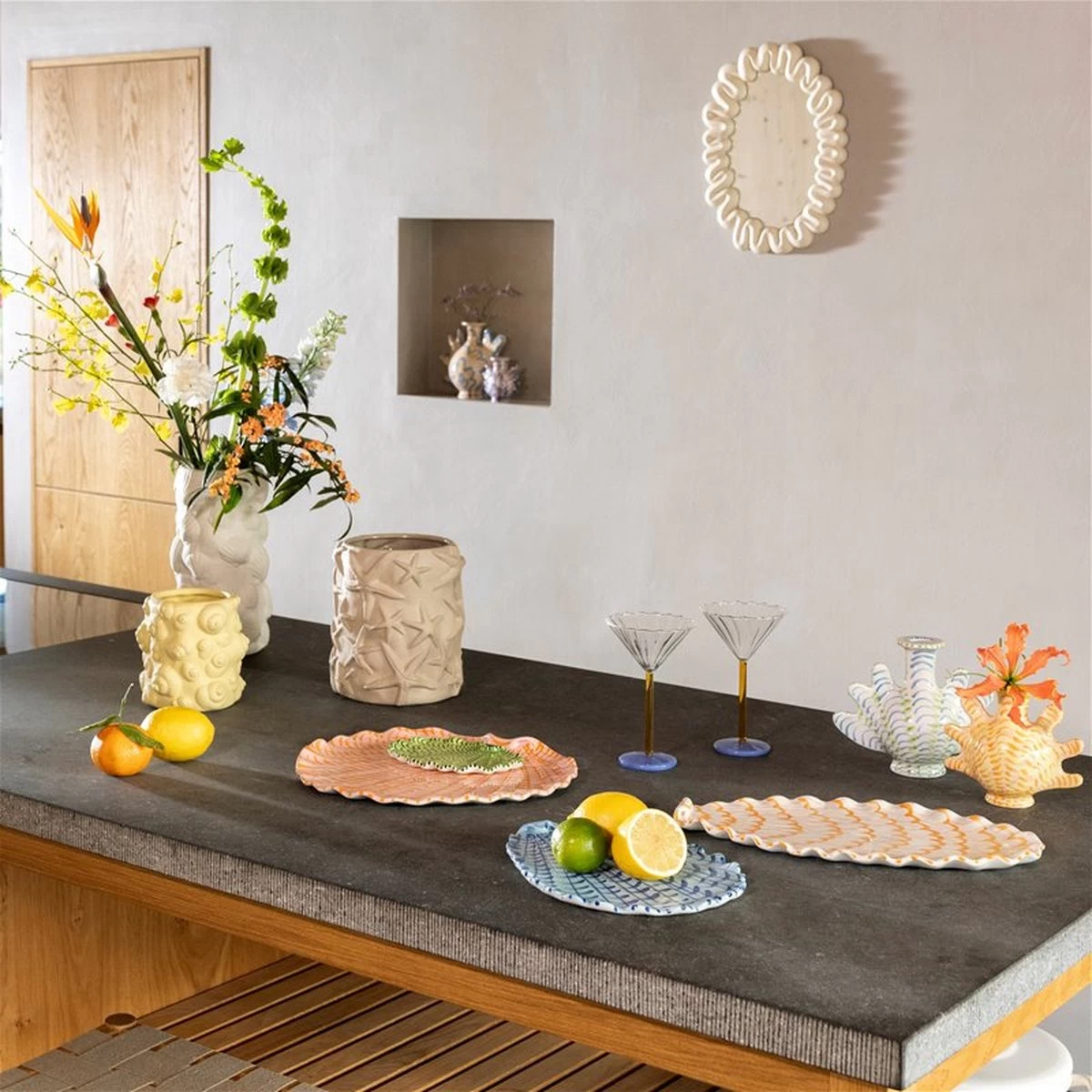 &Klevering Mirror Dribble White | &Klevering Spiegel Dribbel Wit | Wandspiegel 41.5 X 29.5 Cm Wit - Image 2