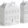 Waxinelichthouder - Set Van 4 - Grachtenpand - Theelichthouder - Nieuwe Woning - House Warming Cadeau - Hollandse Cadeautjes - Kersthuisjes