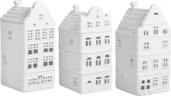 &Klevering Waxinelichtjeshouder - Porselein - Wit - Set Van 3