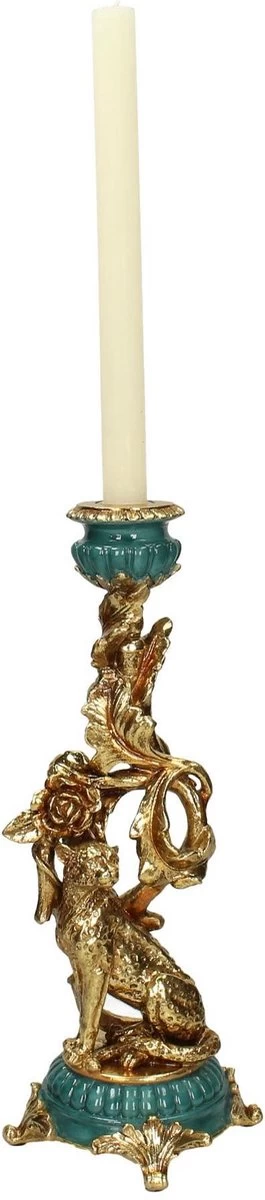 Kandelaar Leopard Polyresin Goud 12 X 12 X 34 - Image 3