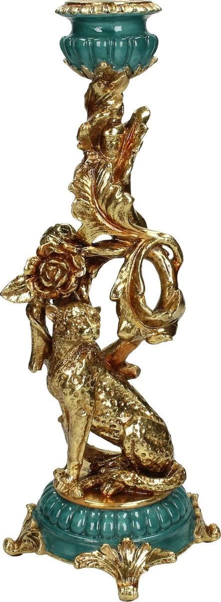 Kandelaar Leopard Polyresin Goud 12 X 12 X 34