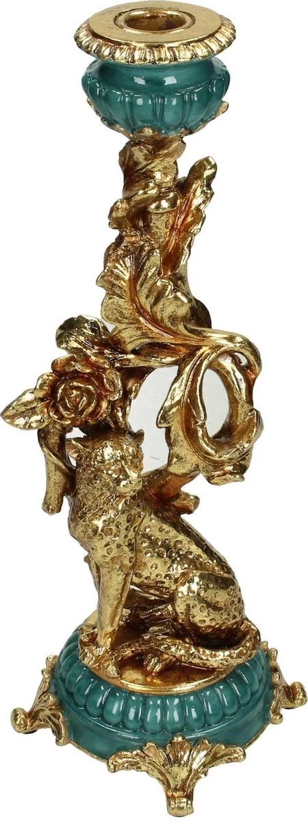 Kandelaar Leopard Polyresin Goud 12 X 12 X 34 - Image 2