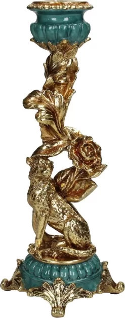Kandelaar Leopard Gold 29x10x10cm